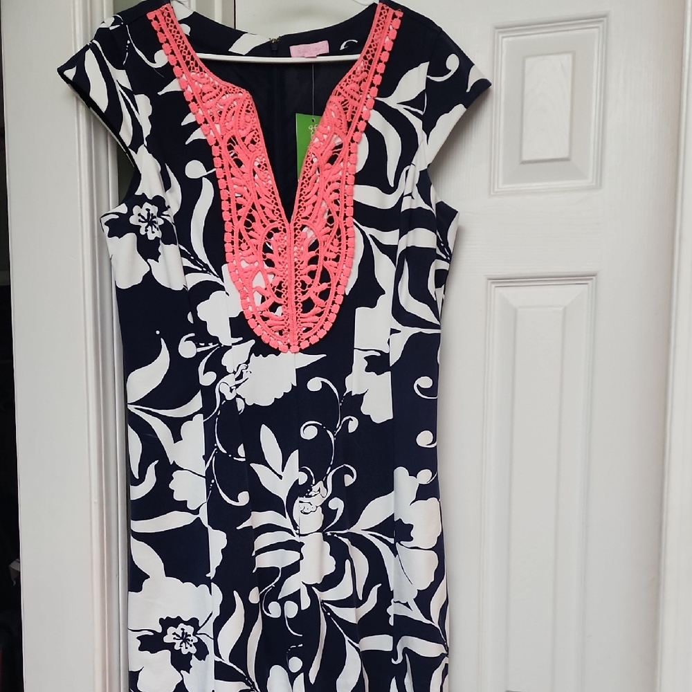 NWT Lily Pulitzer Navy and White Floral Mini Dress